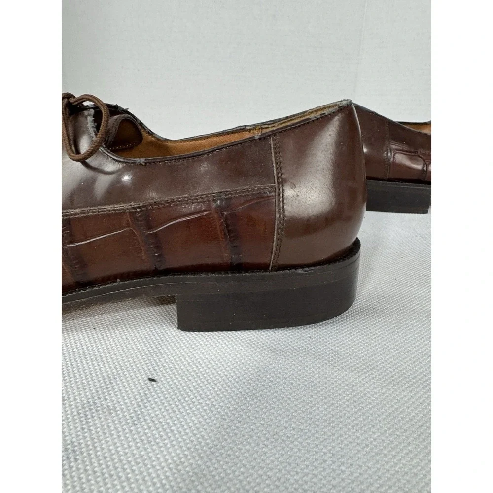Marco Vicci‎ Rockford Croc Embossed Leather Wingtips tassels size 10